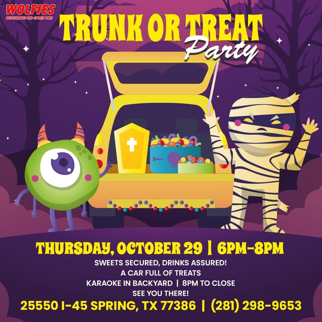 🎃 Trunk or Treat Party at Wolfies Backyard! 👻