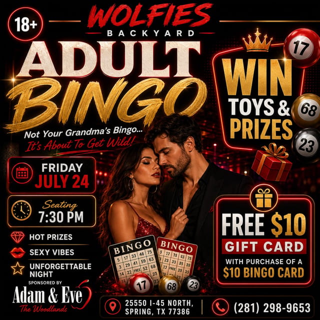 Adult Bingo Night at Wolfies Backyard 🎉