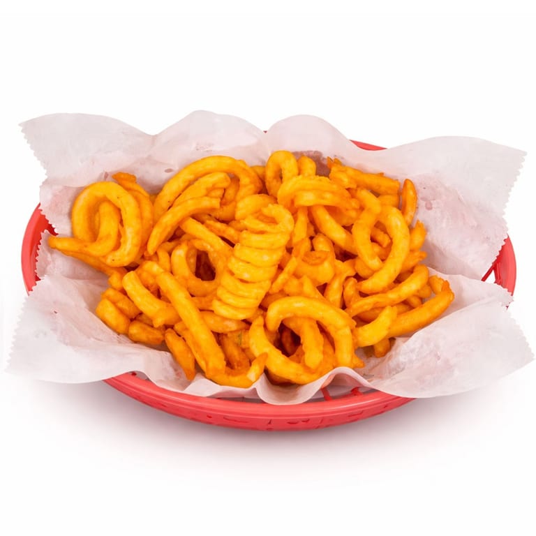 Delicious curly fries served hot