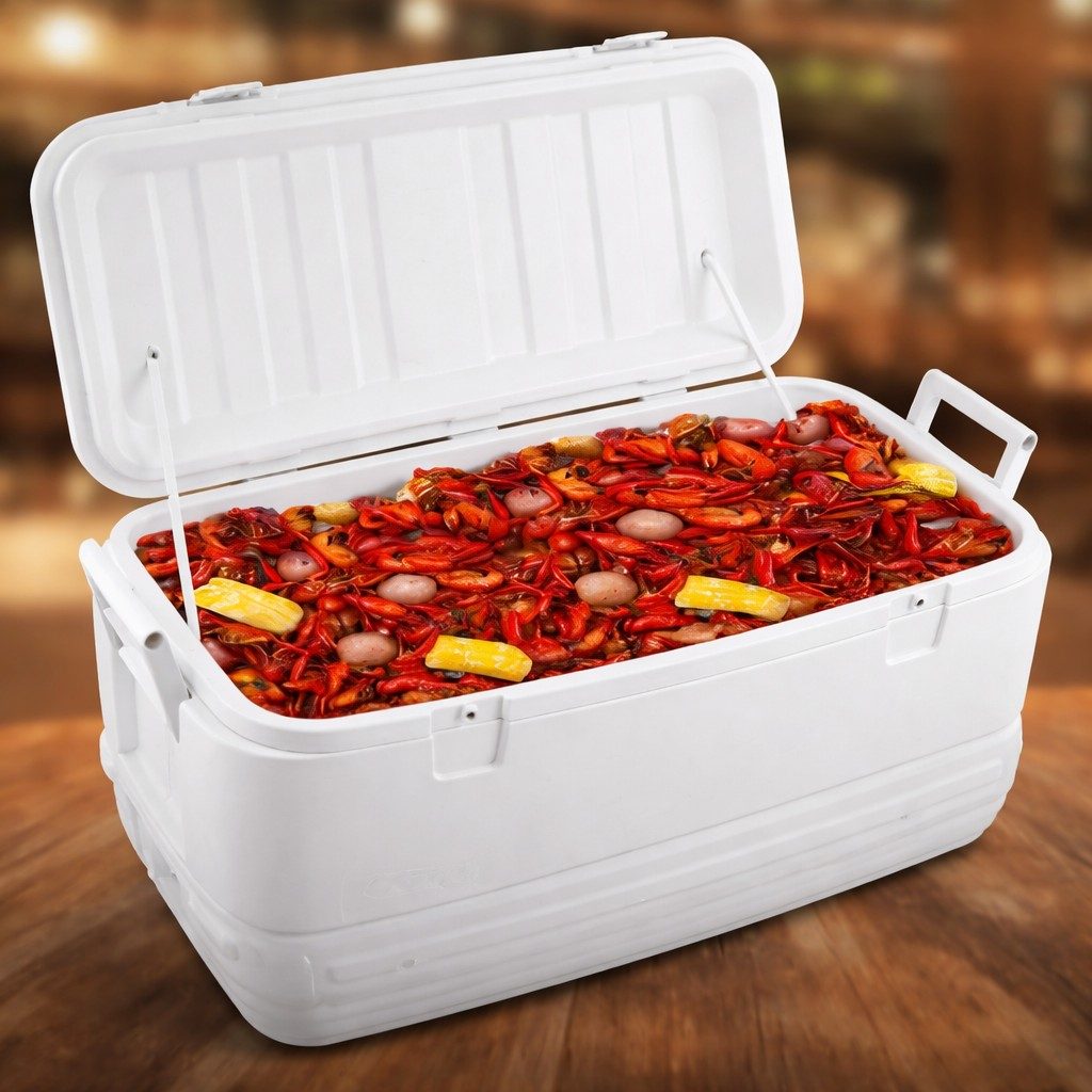 Boiled Fresh Louisiana Crawfish Cooler Special.