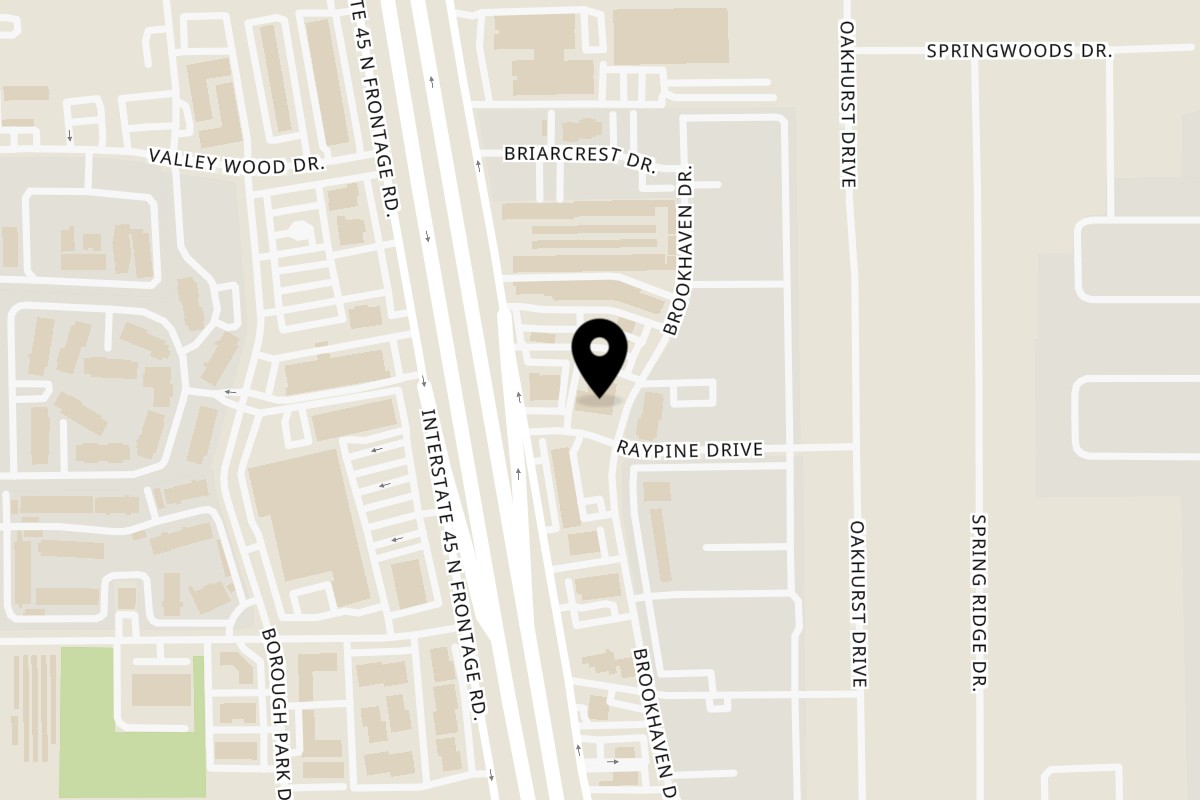 Map showing the location of Wolfies Restaurant and Sports Bar on 25550 I-45 in Spring